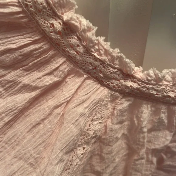 Free People Women's Sivan Lace Embroiderd Pink Blouse S Lilac Clouds - Picture 6 of 6